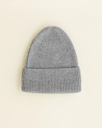 Beanie Fonzie Kids - Grey Melange - Hvid